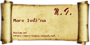 Marx Ivána névjegykártya